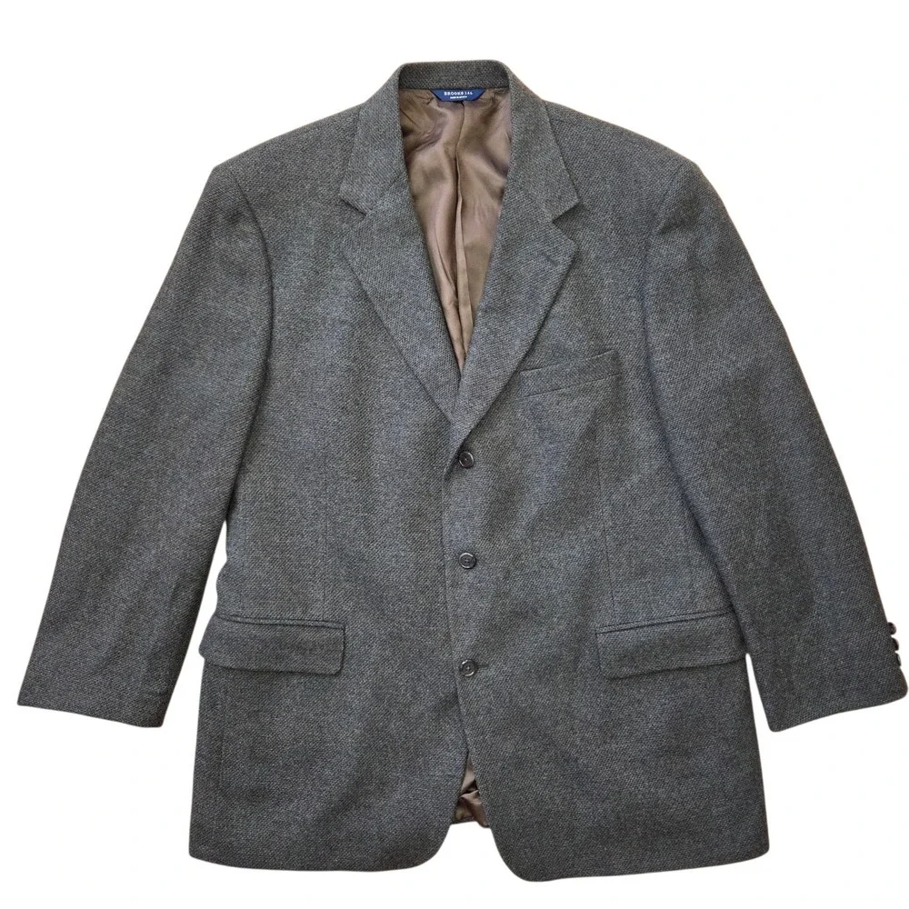 Brooks 346 Mens Wool Lambswool Blazer Sport Coat Green Brown 44 Regular 95-20720